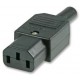 Black Straight Mains IEC C13 Power Plug